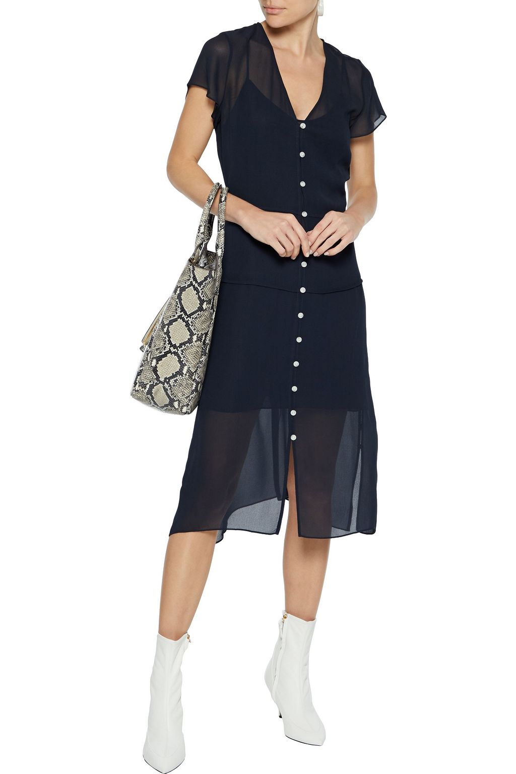 RAG & BONE McCormick button-detailed chiffon midi dress