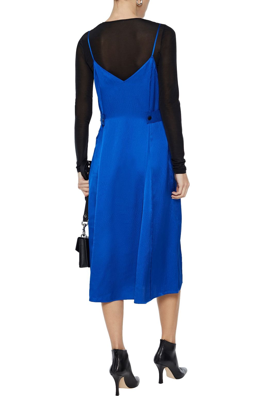 RAG & BONE Hugo pleated hammered silk-satin midi slip dress
