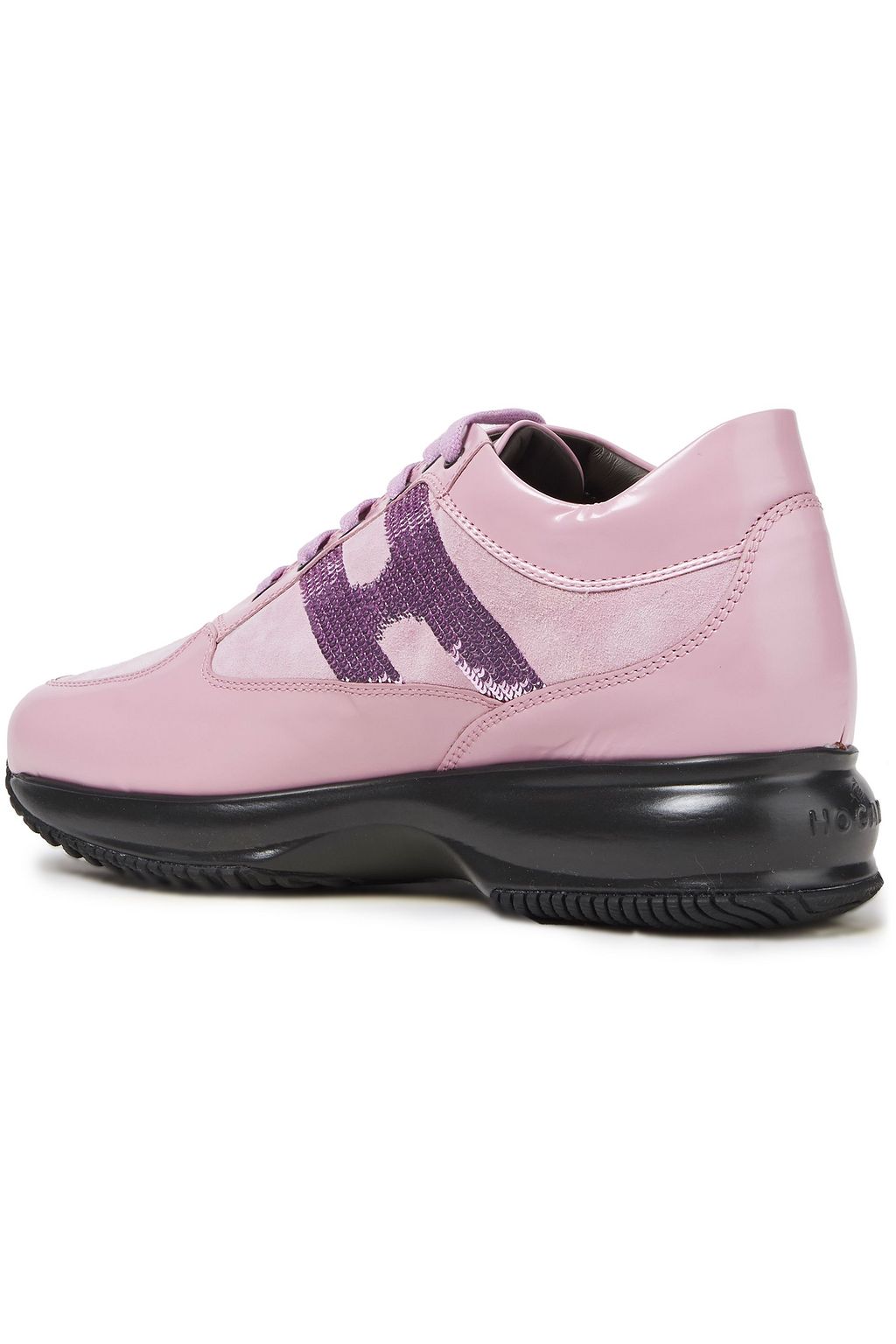 HOGAN Interactive sequin-embellished leather and suede sneakers