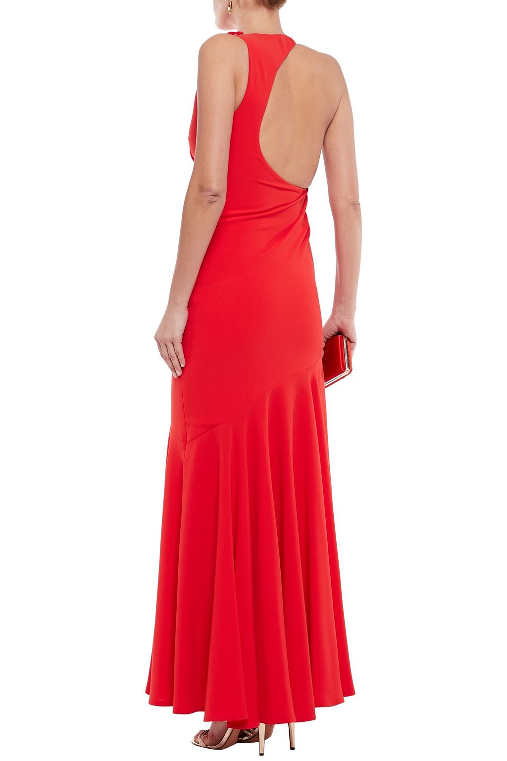 TALBOT RUNHOF Open-back ruched stretch-crepe gown