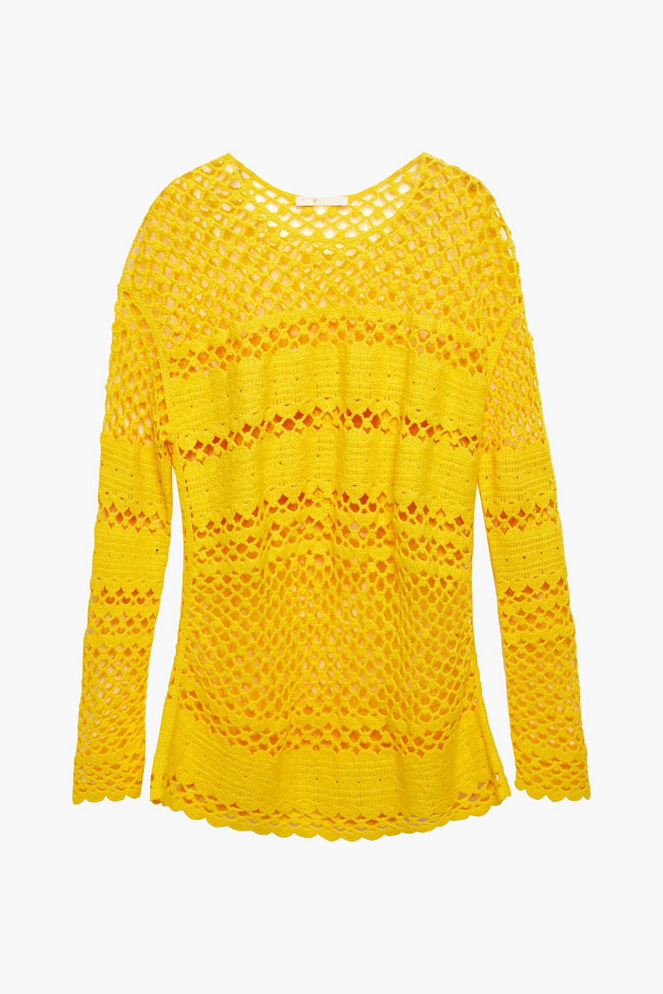 maje - crochet-knit cotton sweater - yellow - 3