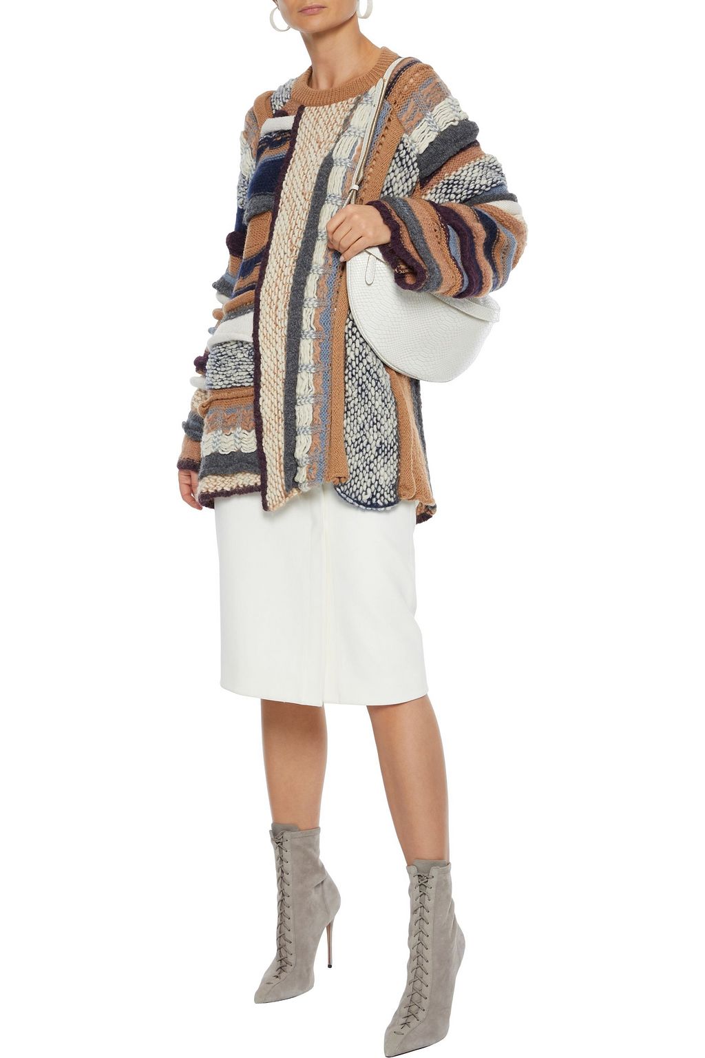 STELLA MCCARTNEY Patchwork-effect bouclé-knit wool-blend sweater