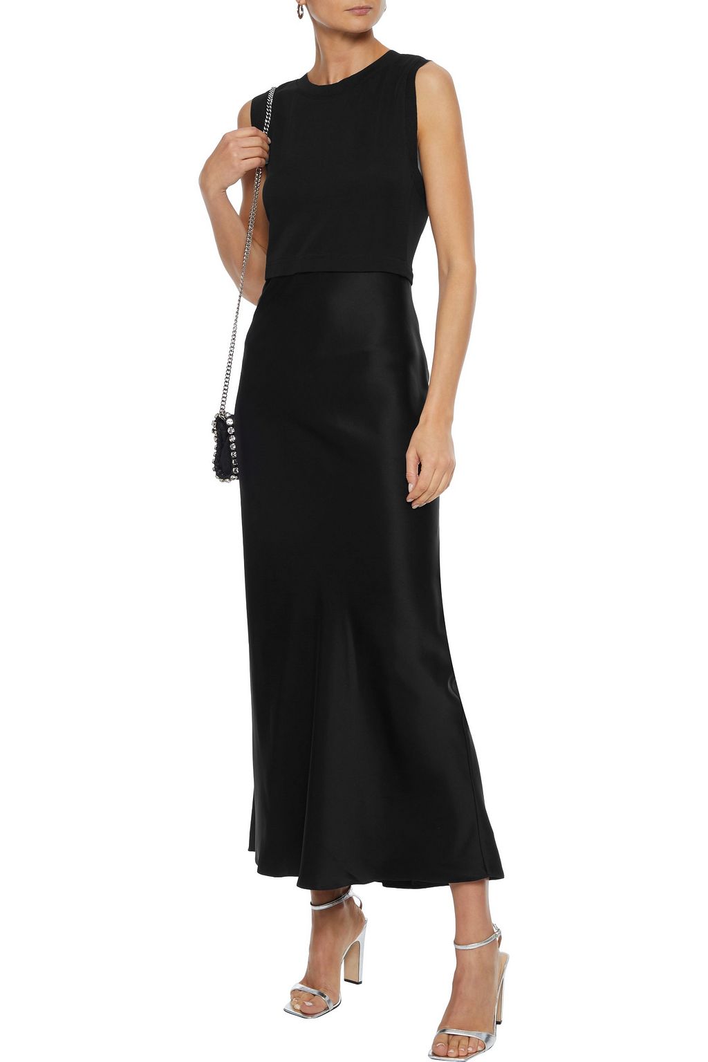 DIANE VON FURSTENBERG Nouvel layered stretch-crepe and satin midi dress
