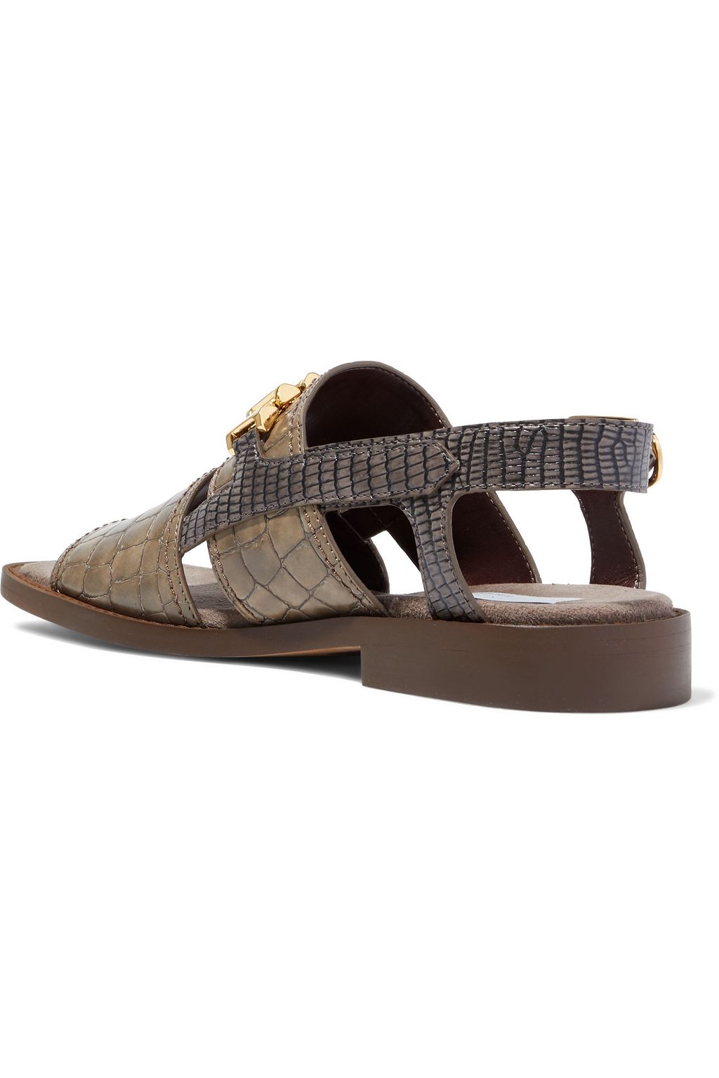 STELLA MCCARTNEY Paliano chain-trimmed faux croc-effect leather sandals