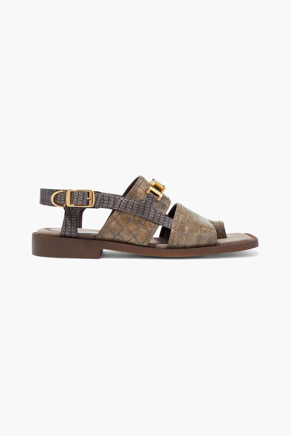 croc effect sandals