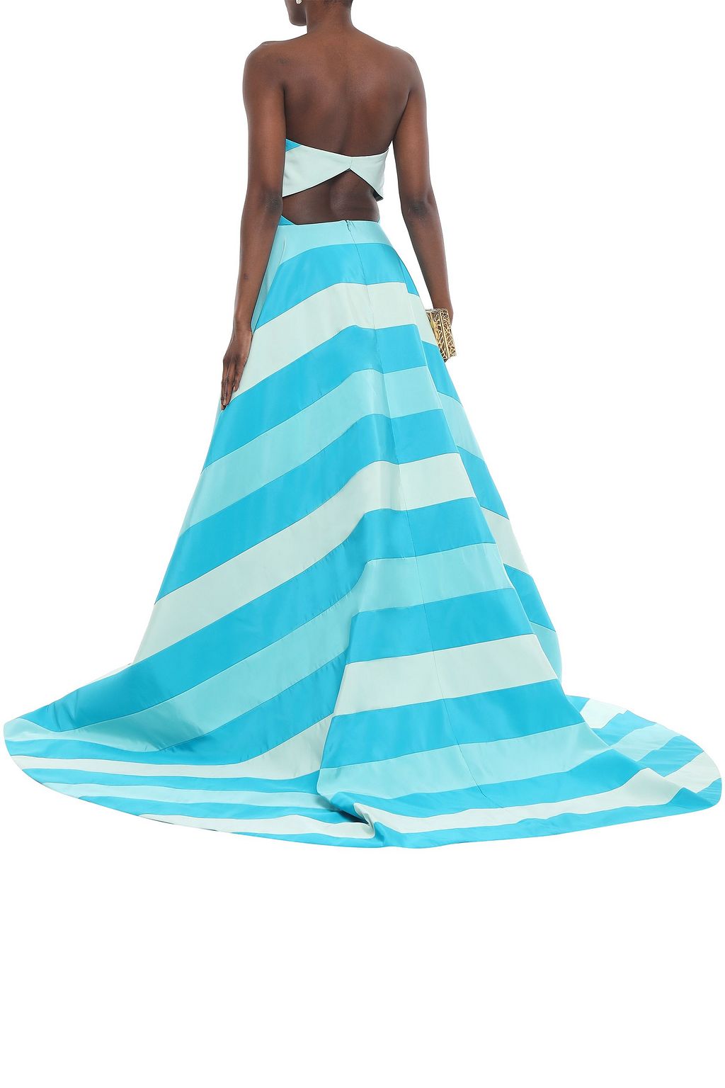 CAROLINA HERRERA Strapless cutout striped silk-faille gown