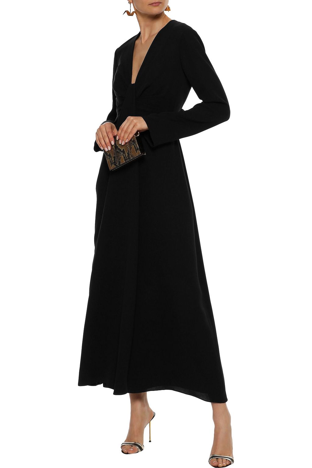 CAROLINA HERRERA Knotted draped silk-cady maxi dress