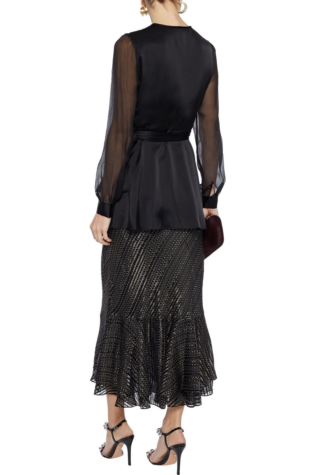 DIANE VON FURSTENBERG Debra layered printed burnout silk-blend midi skirt
