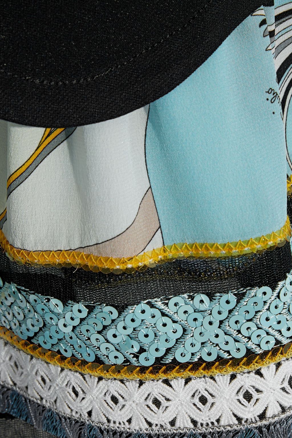 PUCCI Embellished tulle and printed crepe de chine-trimmed cady mini dress