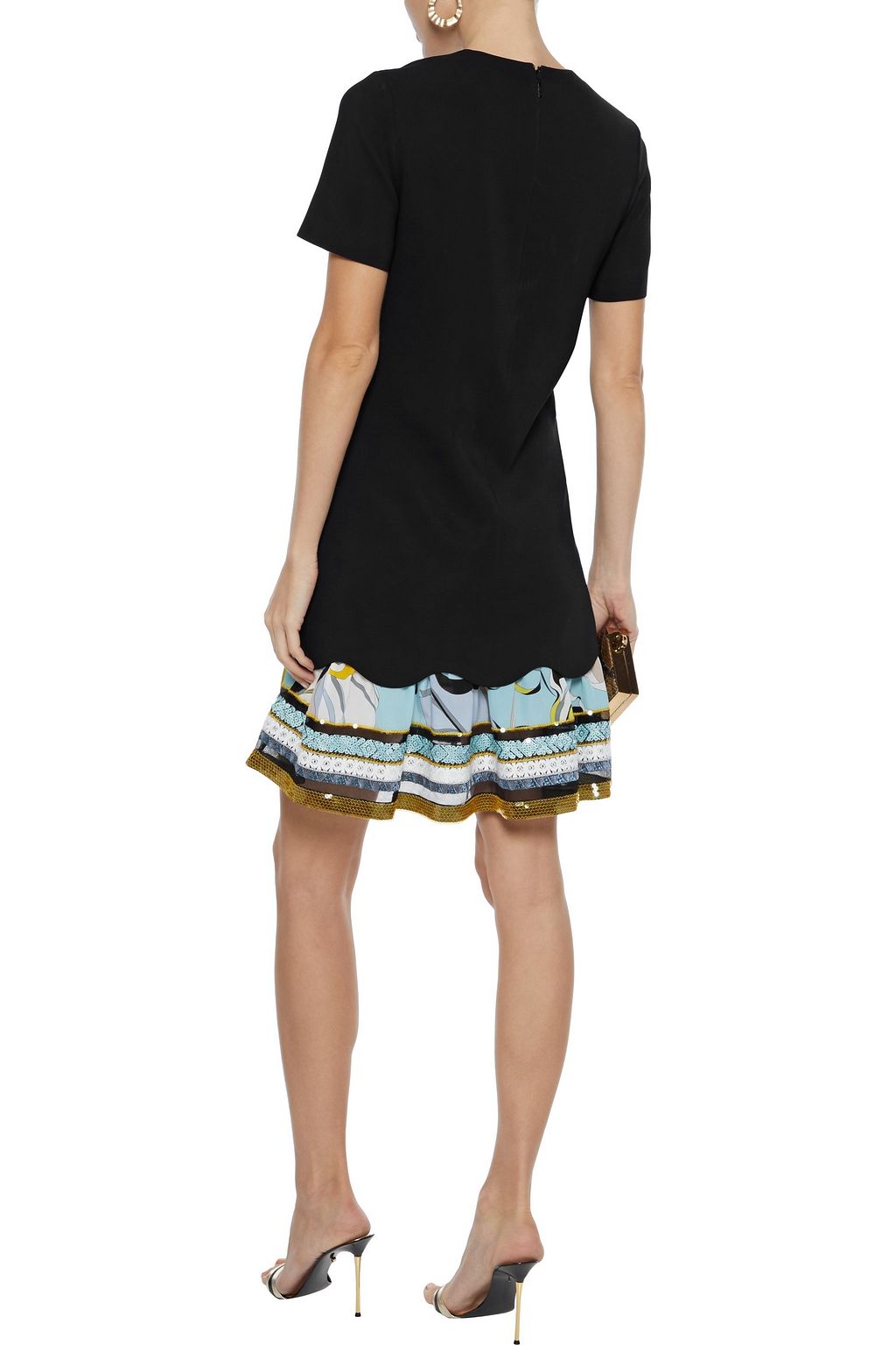 PUCCI Embellished tulle and printed crepe de chine-trimmed cady mini dress