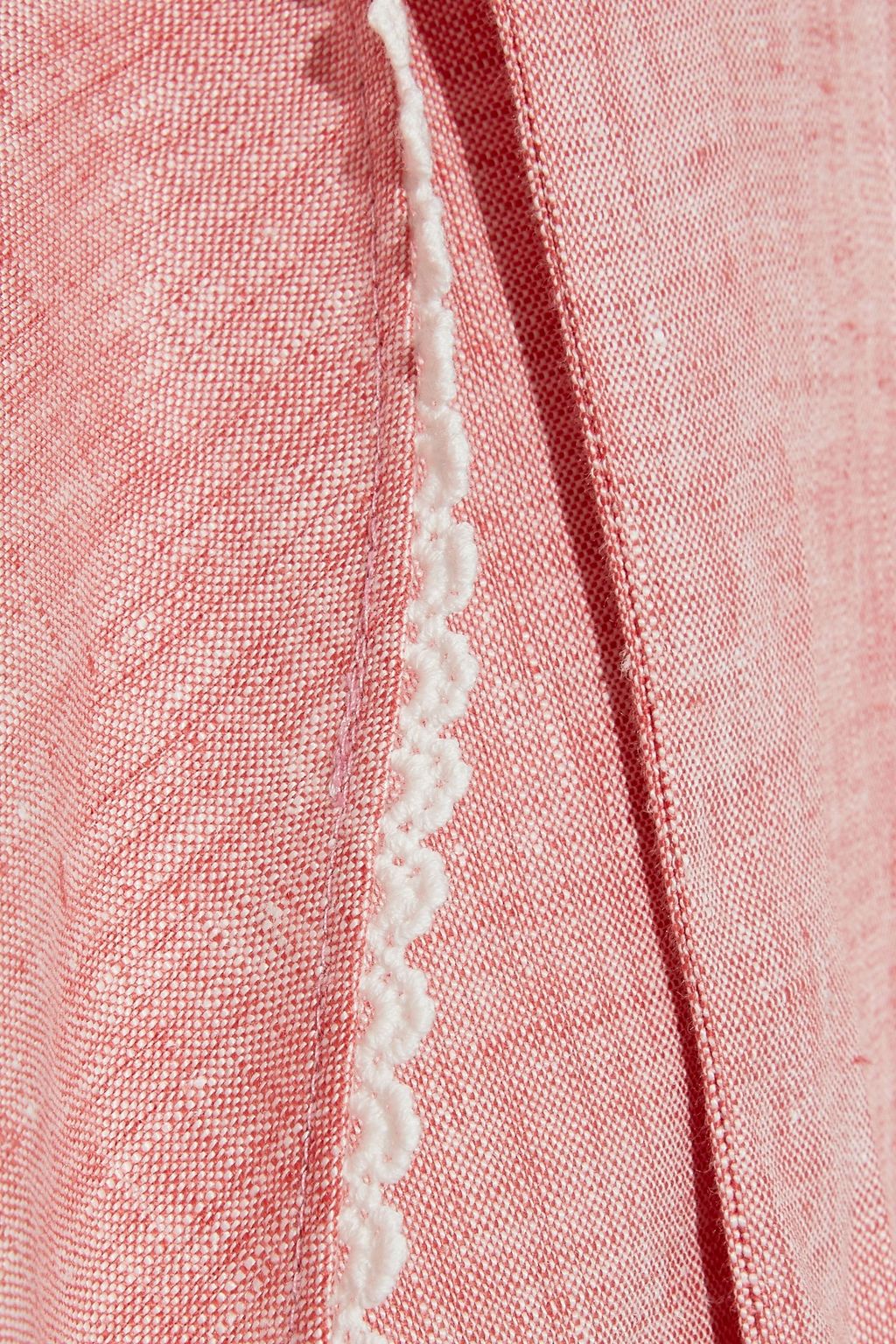 MIGUELINA Ballerina crochet-trimmed linen maxi wrap skirt
