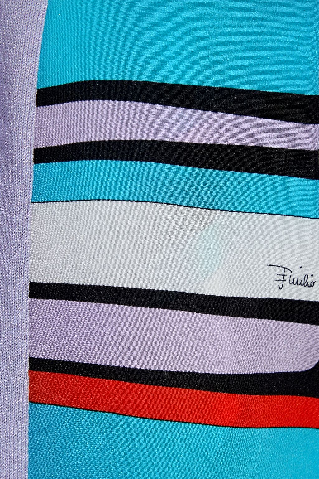 PUCCI Printed crepe de chine-paneled cotton-blend sweater