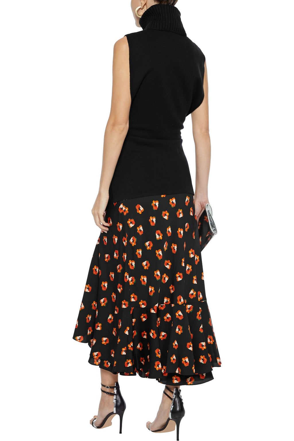 DIANE VON FURSTENBERG Debra layered floral-print silk-blend crepe de chine midi skirt