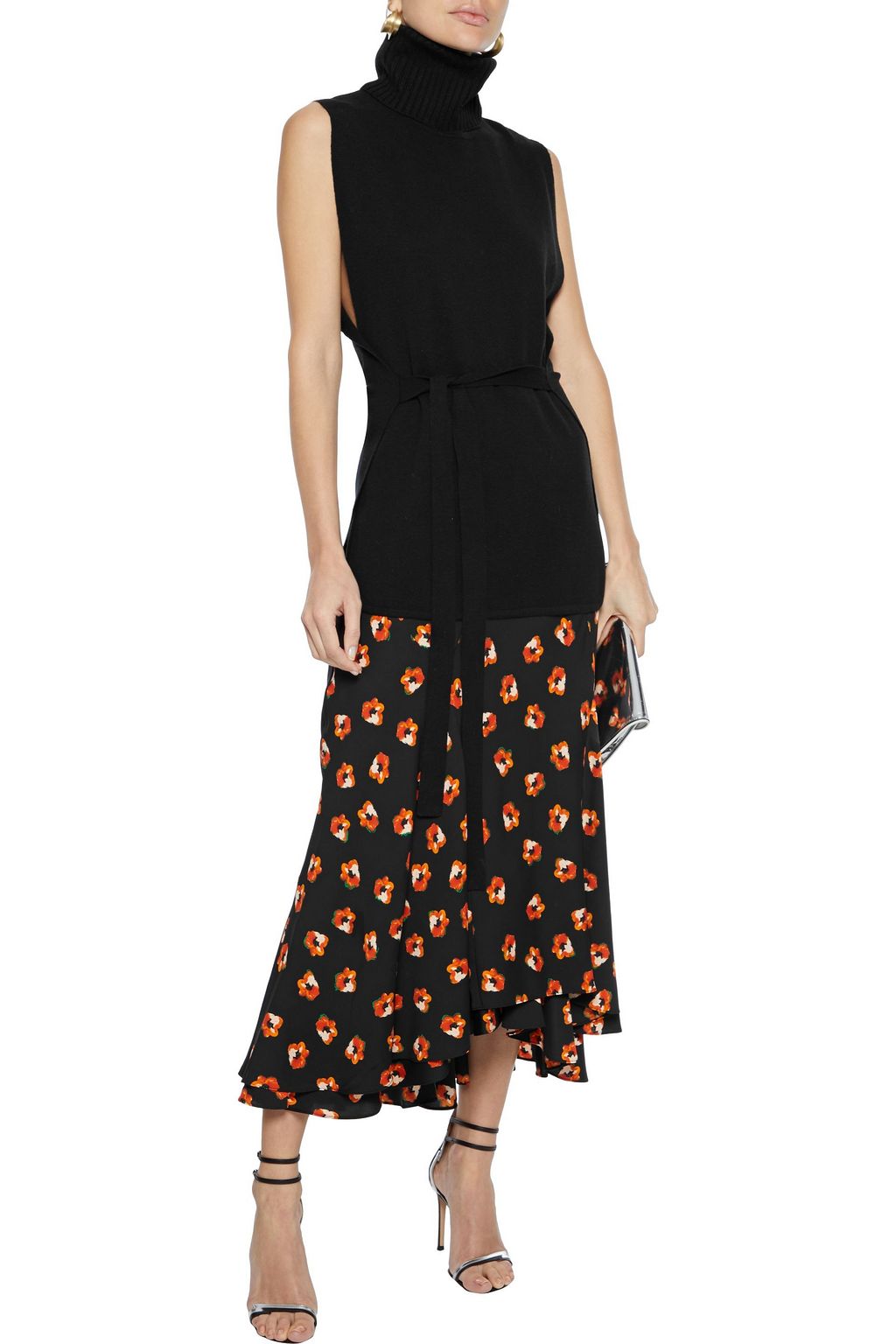 DIANE VON FURSTENBERG Debra layered floral-print silk-blend crepe de chine midi skirt