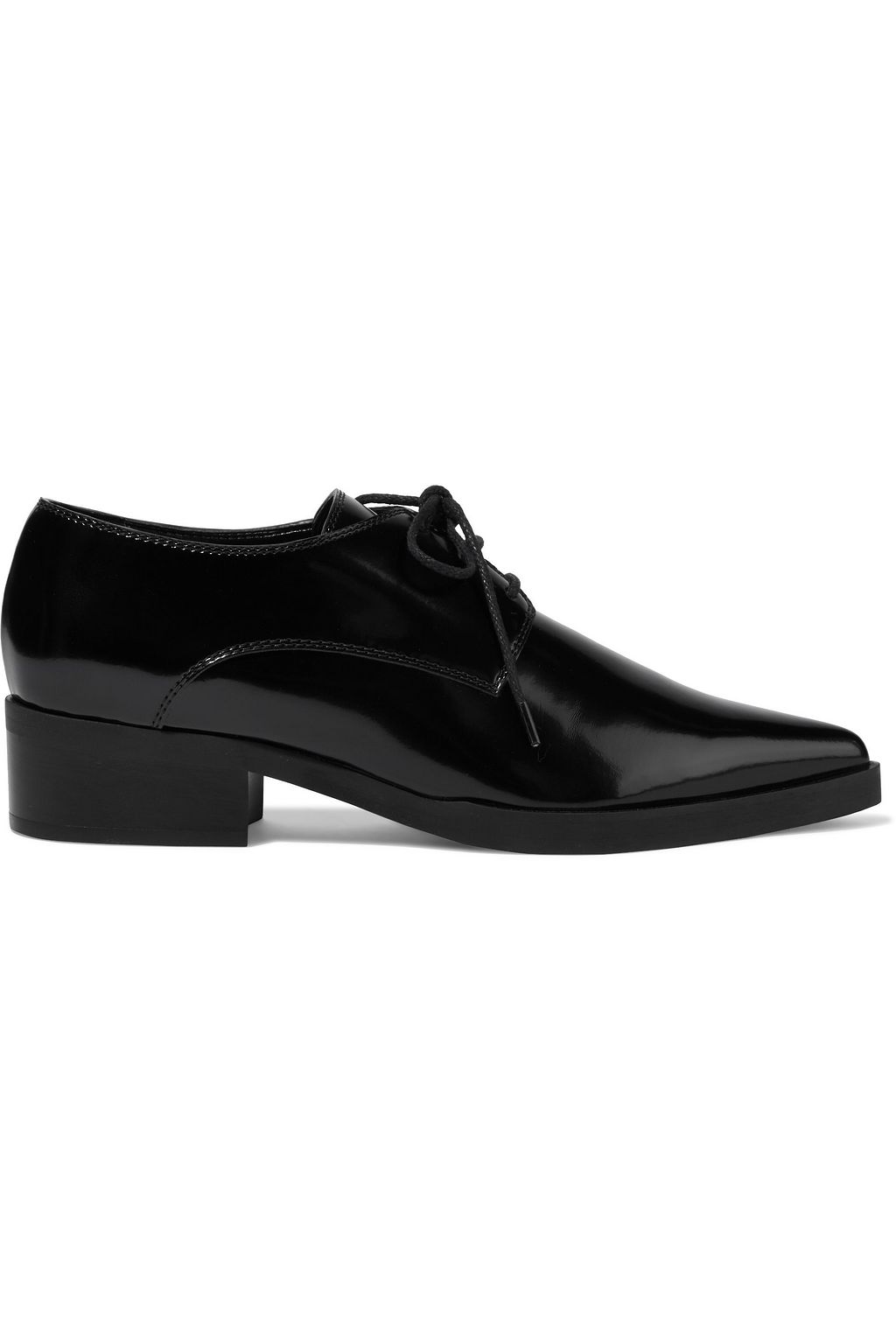 Black Faux glossed-leather brogues 