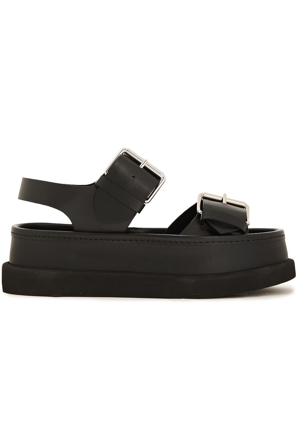 black platform sandals leather