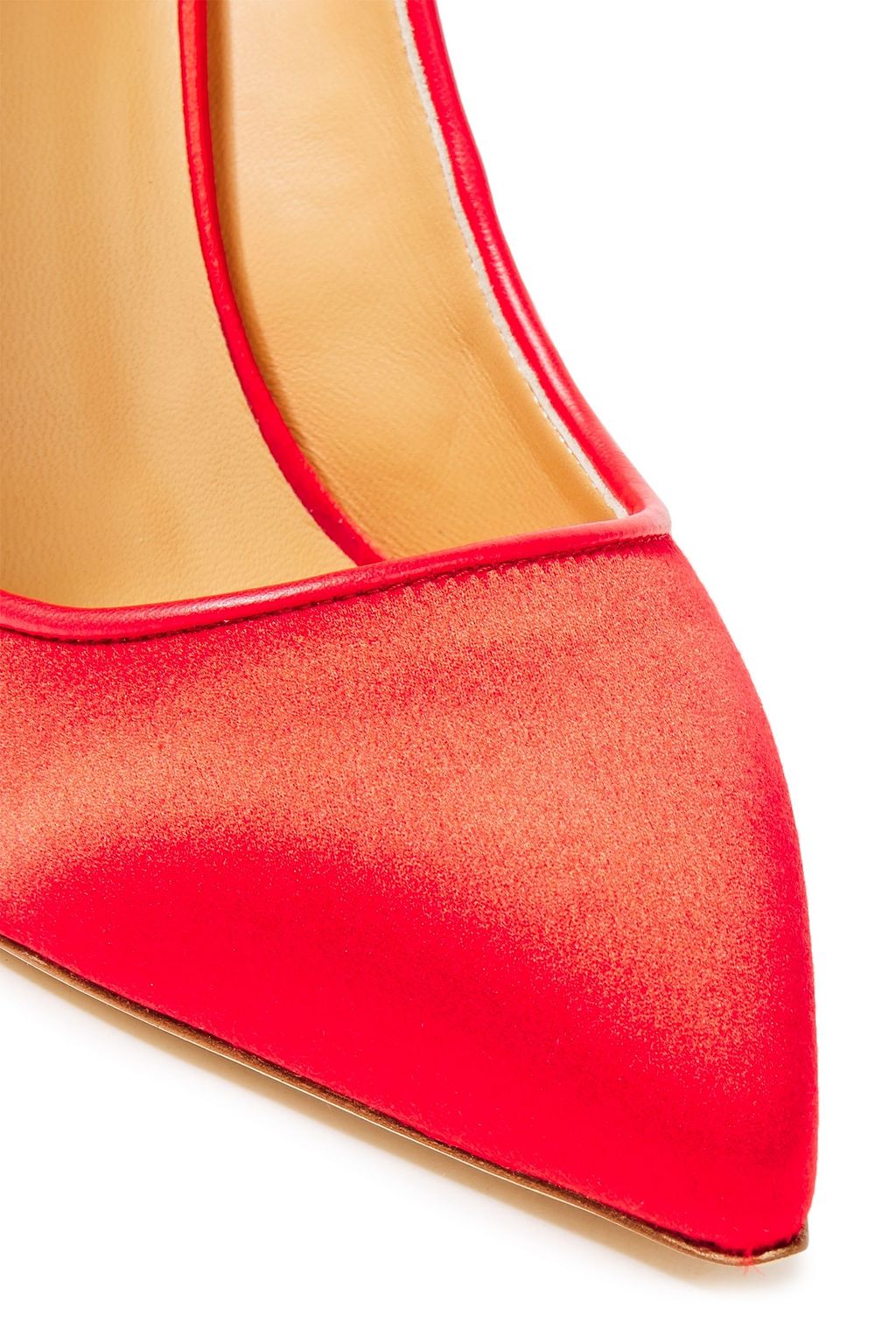 GIUSEPPE ZANOTTI Lucrezia 105 leather-trimmed satin pumps