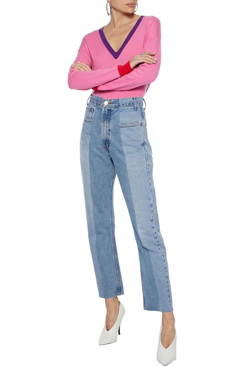 CHINTI & PARKER Color-block wool and cashmere-blend sweater