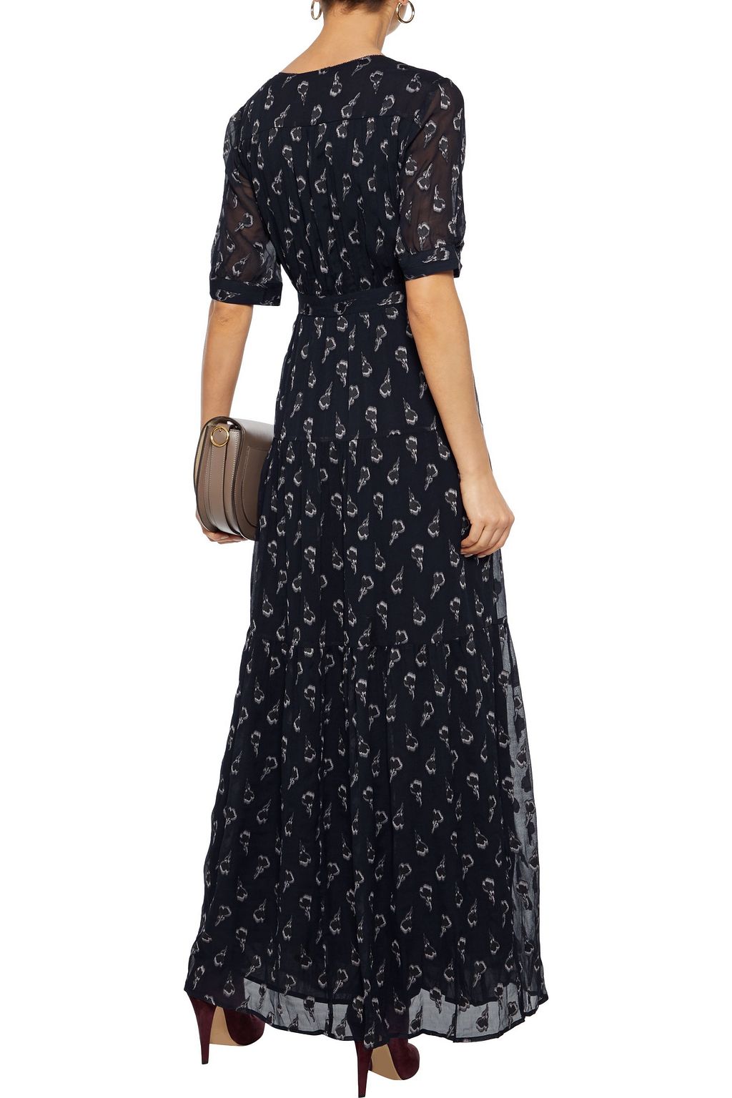 BA&SH Madonna fil coupé silk-blend georgette maxi wrap dress