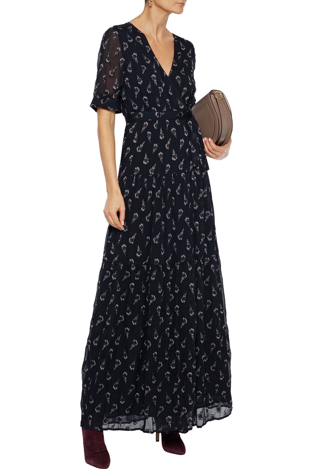BA&SH Madonna fil coupé silk-blend georgette maxi wrap dress