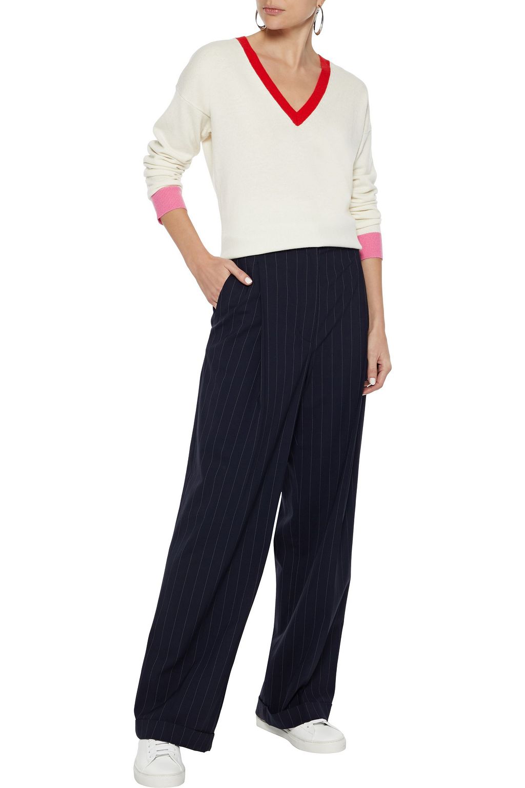 CHINTI & PARKER Color-block wool and cashmere-blend sweater