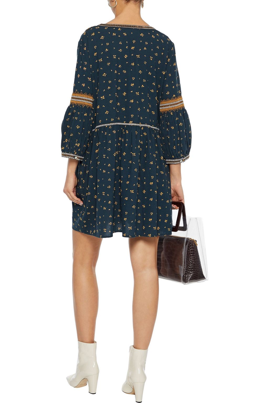 BA&SH Anily embroidered printed cotton mini dress