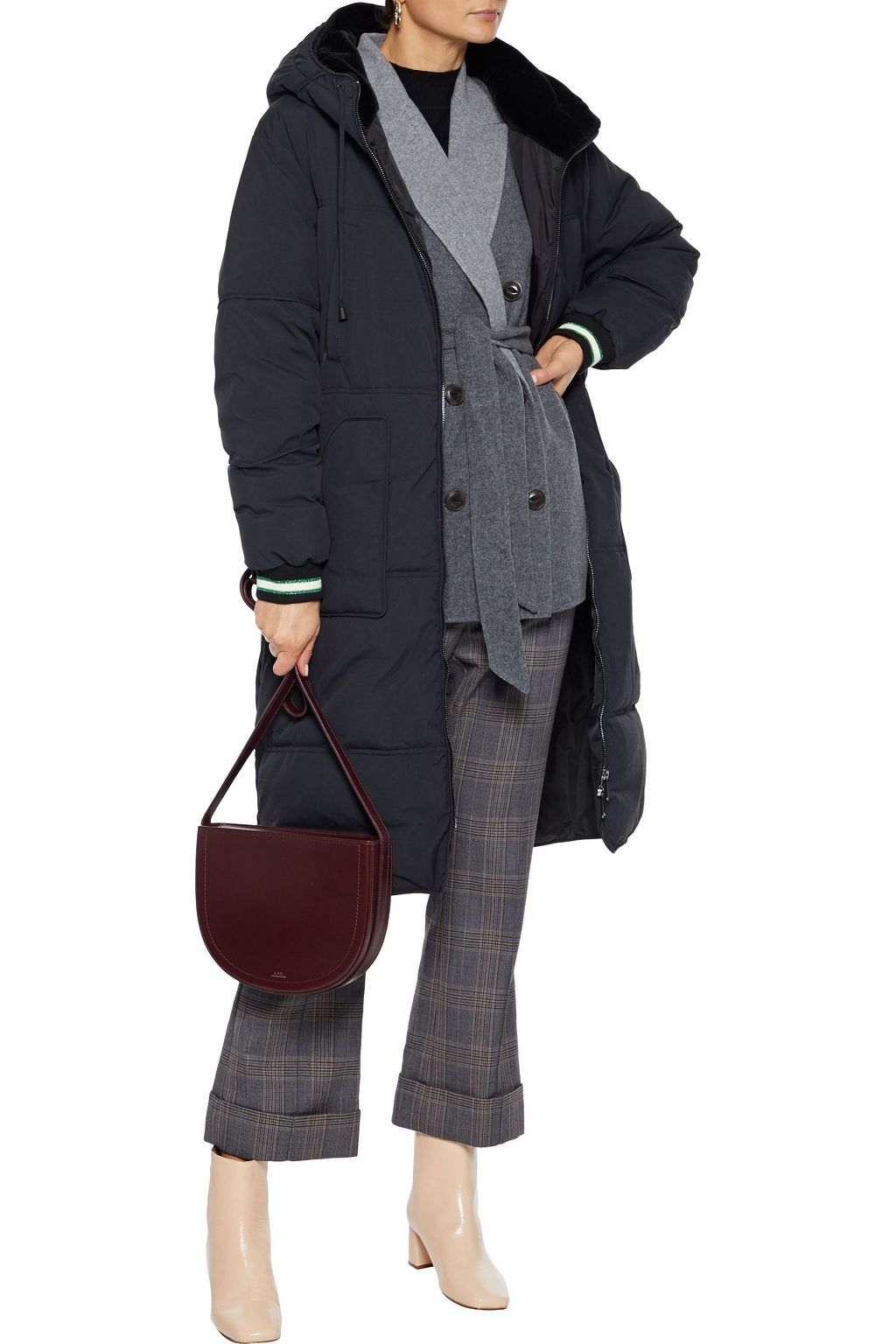 BA&SH Angie faux fur-trimmed quilted shell hooded coat