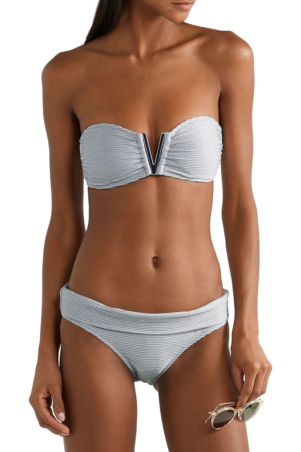 HEIDI KLEIN Helsinki metallic ribbed fold-over low-rise bikini briefs