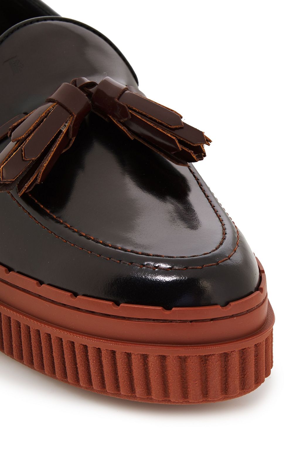 TOD'S Tasseled glossed-leather loafers