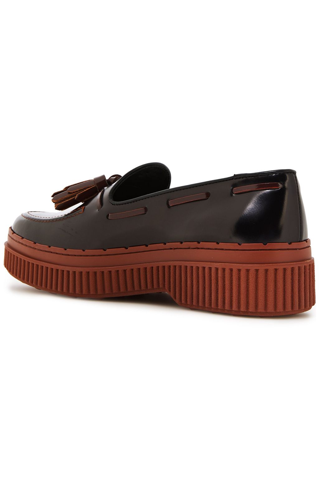 TOD'S Tasseled glossed-leather loafers