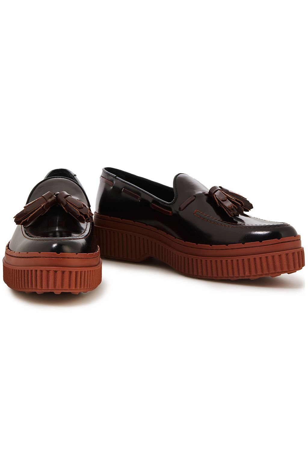TOD'S Tasseled glossed-leather loafers