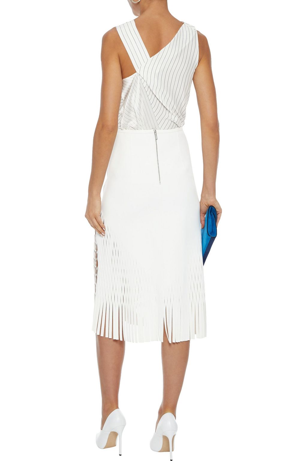 VICTORIA BECKHAM Knotted pinstriped silk crepe de chine top