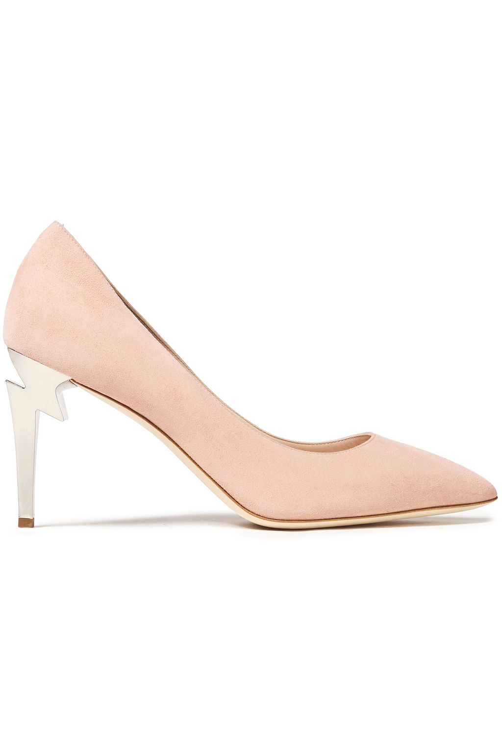 pink suede high heels