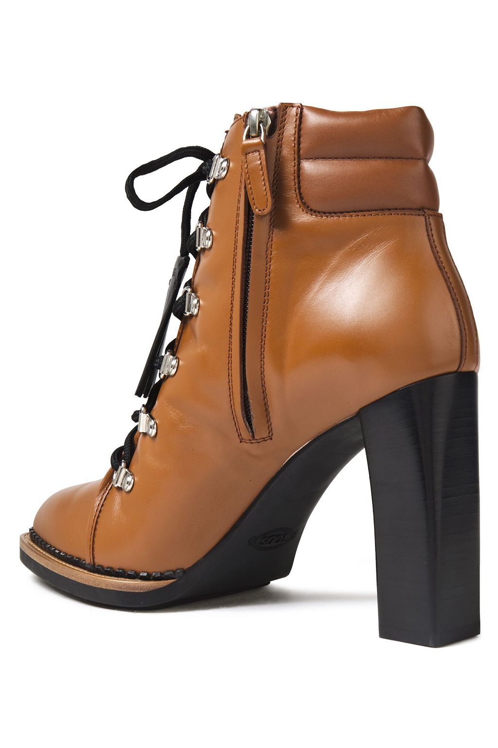 TOD'S Lace-up tasseled leather ankle boots