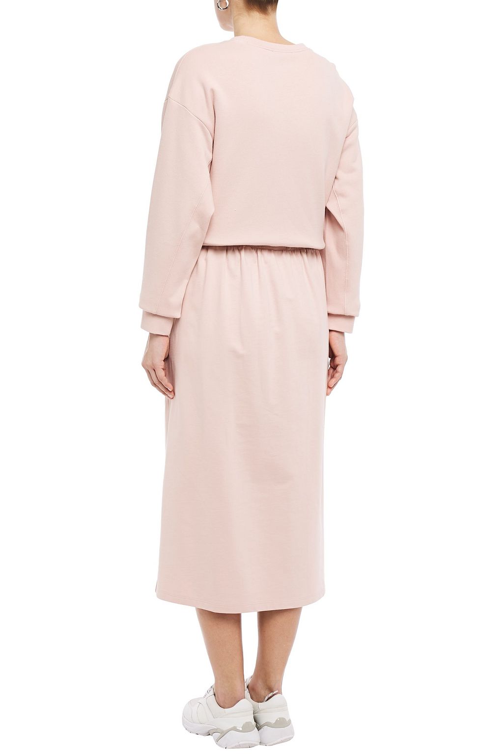 NINETY PERCENT Gathered French cotton-terry midi skirt