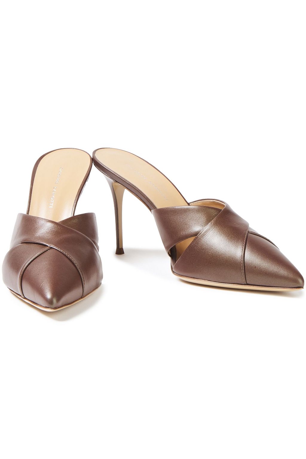 GIUSEPPE ZANOTTI Lucrezia 90 cutout metallic leather mules