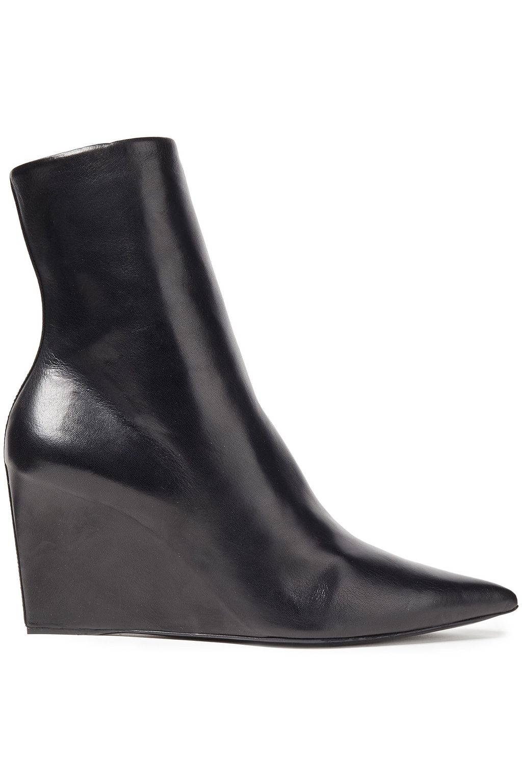 black leather wedge
