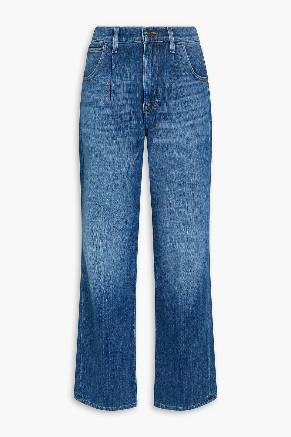 Frame Hoch Sitzende Jeans Mit Weitem Bein In Mittelblauer Denim