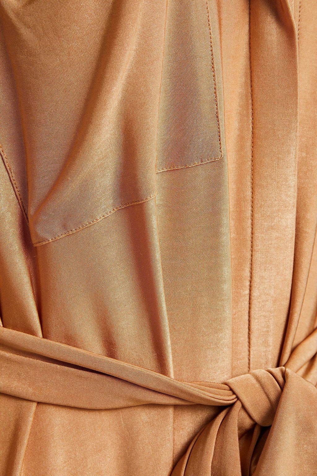 L'AGENCE Rivi belted satin-jersey midi shirt dress