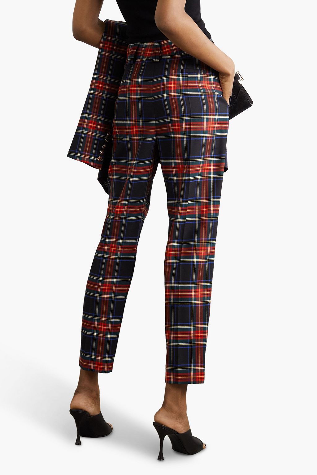 BALMAIN Checked wool-blend twill tapered pants
