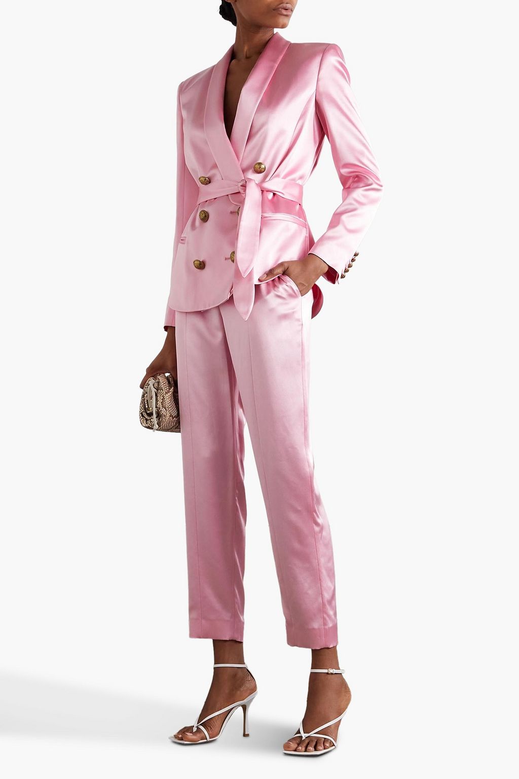 BALMAIN Silk-satin straight-leg pants