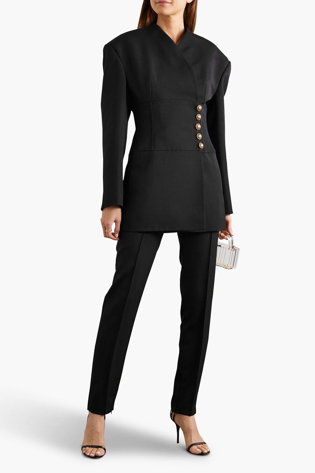BALMAIN Button-embellished wool-crepe blazer