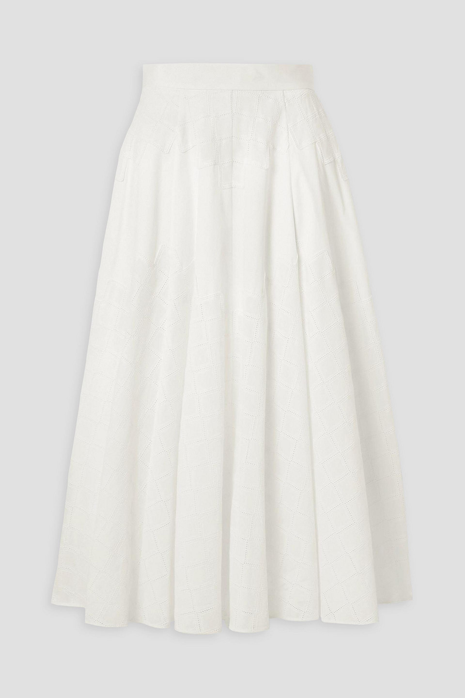 Lela Rose Embroidered cotton-blend poplin midi skirt