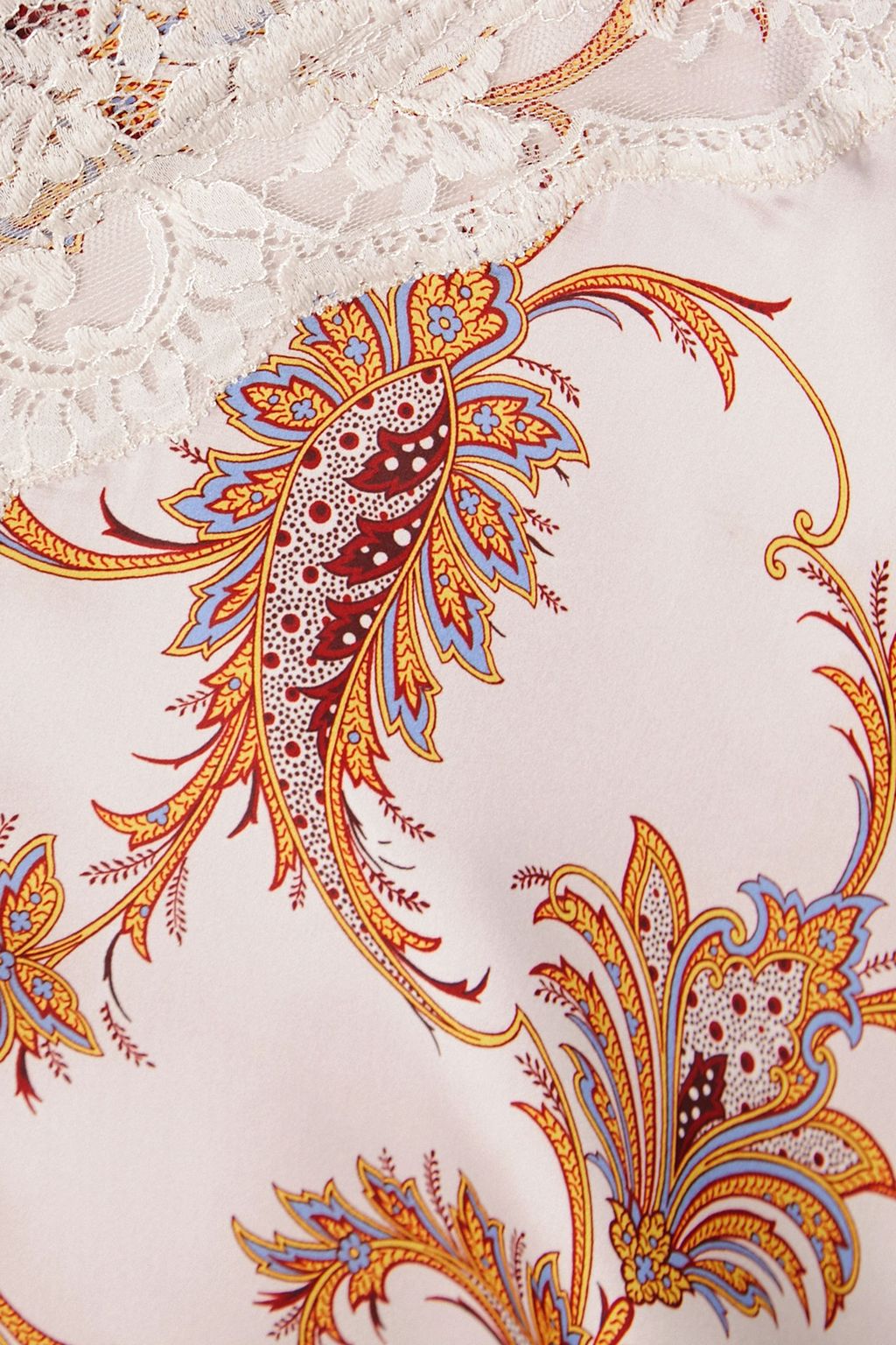 RABANNE Lace-trimmed paisley-print satin camisole