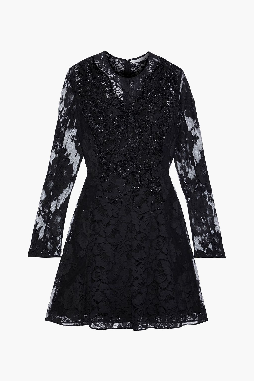 Black Embellished cotton-blend lace mini dress | STELLA MCCARTNEY | THE ...