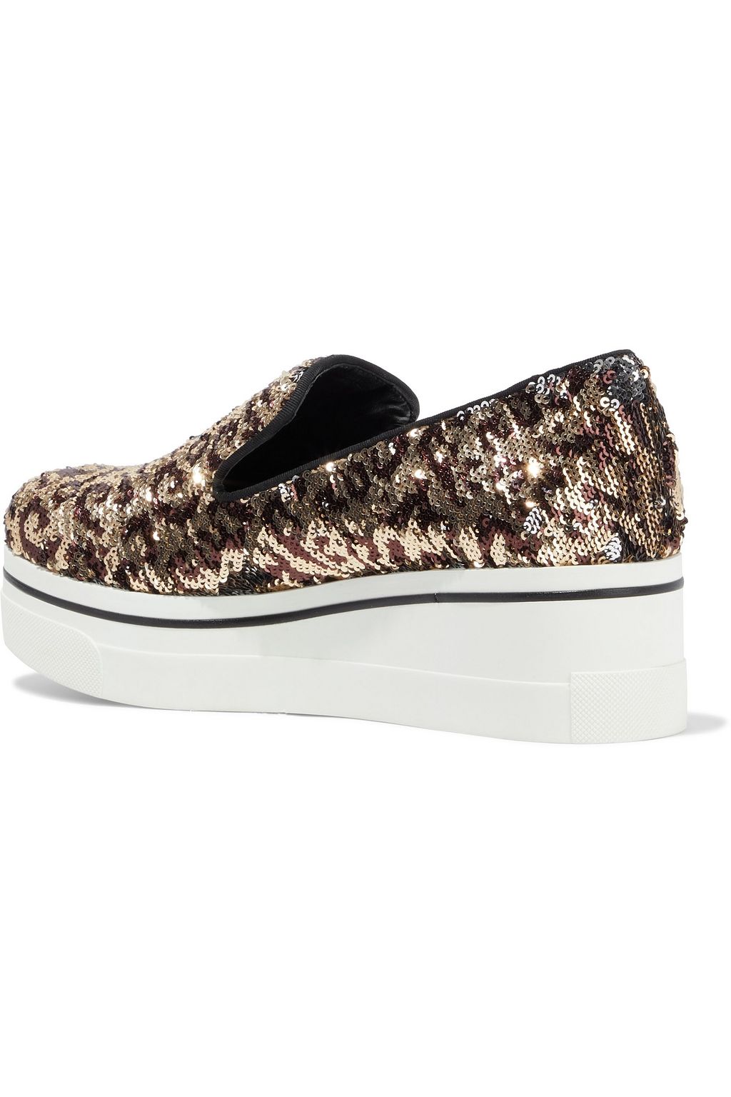 STELLA MCCARTNEY Binx Star leopard-print sequined woven platform slip-on sneakers