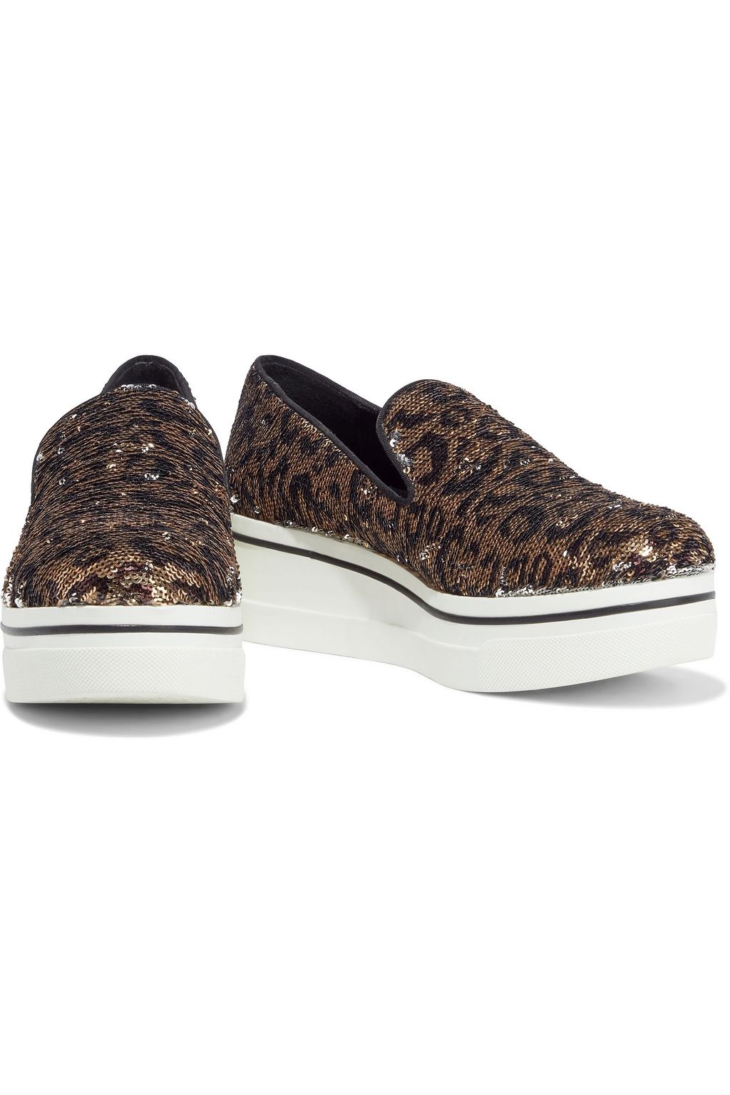 STELLA MCCARTNEY Binx Star leopard-print sequined woven platform slip-on sneakers