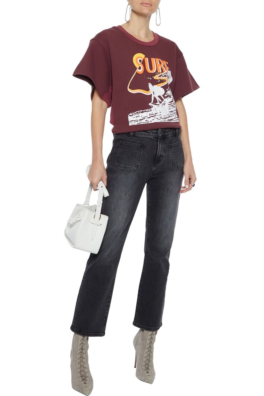 CURRENT/ELLIOTT The Pickup jersey-paneled printed French cotton-terry top