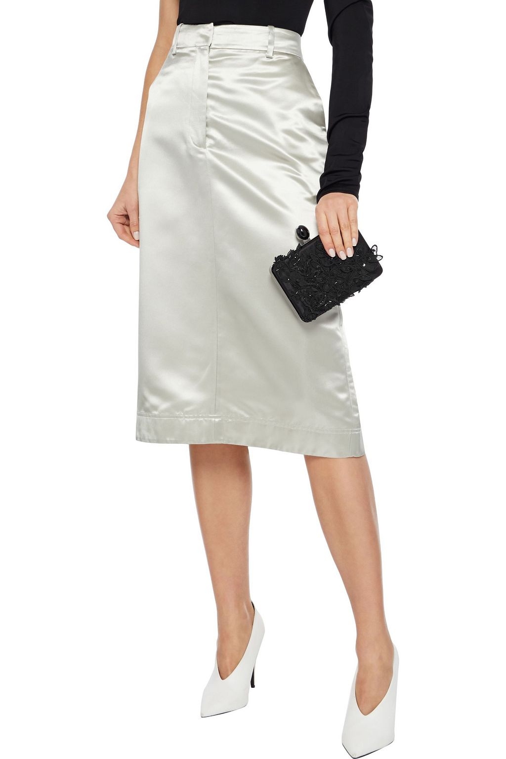 OSCAR DE LA RENTA Rogan floral-appliquéd satin box clutch