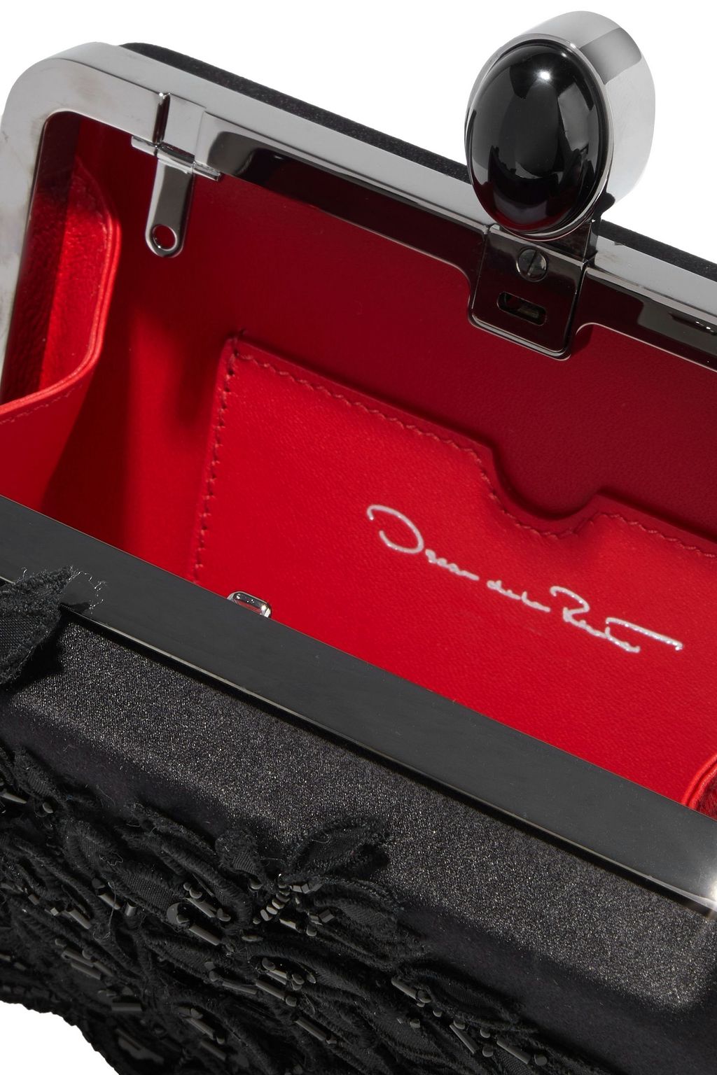 OSCAR DE LA RENTA Rogan floral-appliquéd satin box clutch